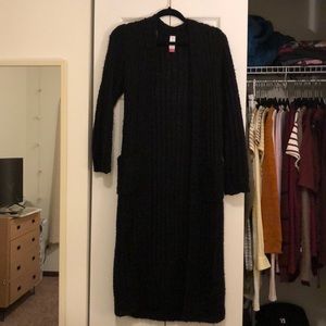 Black, long cardigan